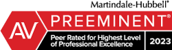 Martindale-Hubbell AV Preeminent Peer Rated For Highest Level of Professional Excellence 2023